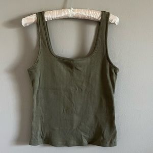 Eri + Ali Green Ribbed Tank Top